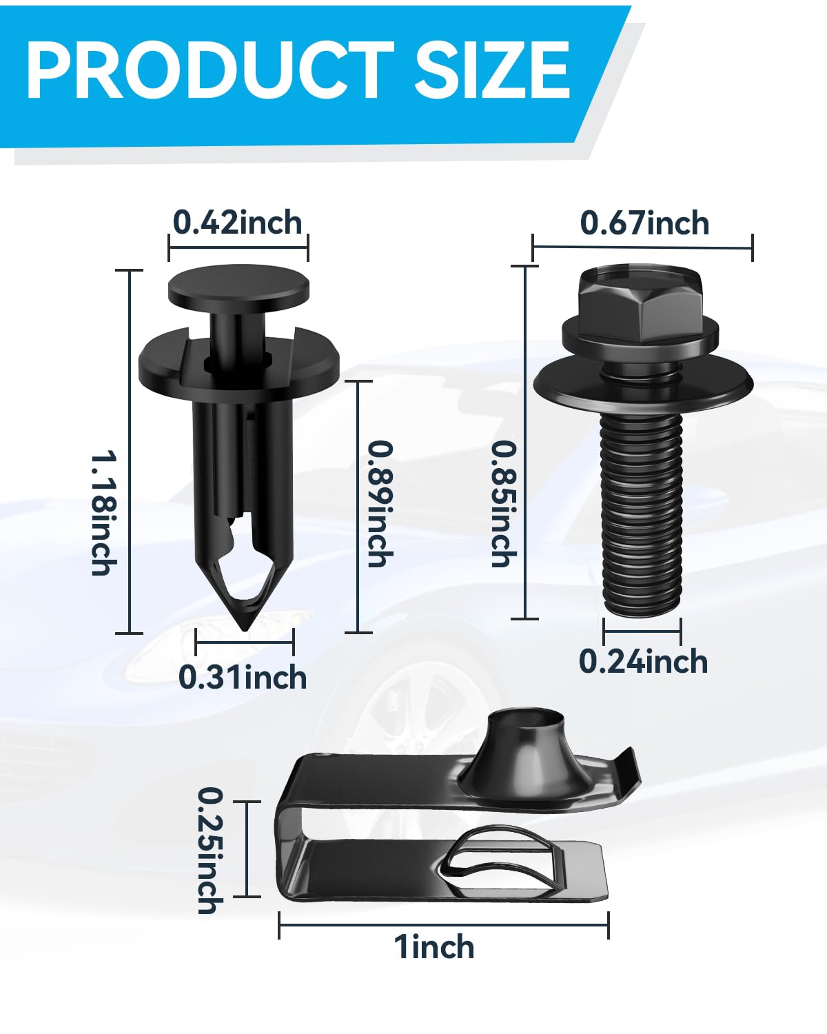 35PCS Engine Under Cover Splash Shield Guard Body Bolts Screws, Front Bumper Fender Liner Push Retainer Fastener Rivet Clips, Automotive Hardware Bumper Clips, U-Nuts Kit, Elegant Black - Image 2