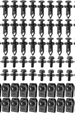 70 PCS Engine Under Cover Splash Shield Body Bolts Screws, Universal Extruded U-Nuts Kit, Bumper Fender Liner Push Retainer Fastener Clips, Replacement for G35 G37 FX35 FX45 EX35