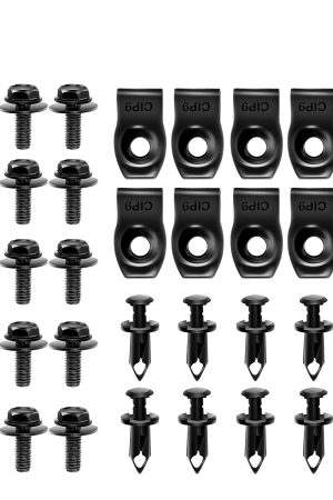 GRC-70 35PCS Engine Under Cover Splash Shield Guard Body Bolts Bumper Fender Liner Push Retainer Fastener Rivet Clips , black